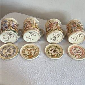 Watkins COUNTRY KIDS Set of Four Illustrated Ceramic Mugs with lids